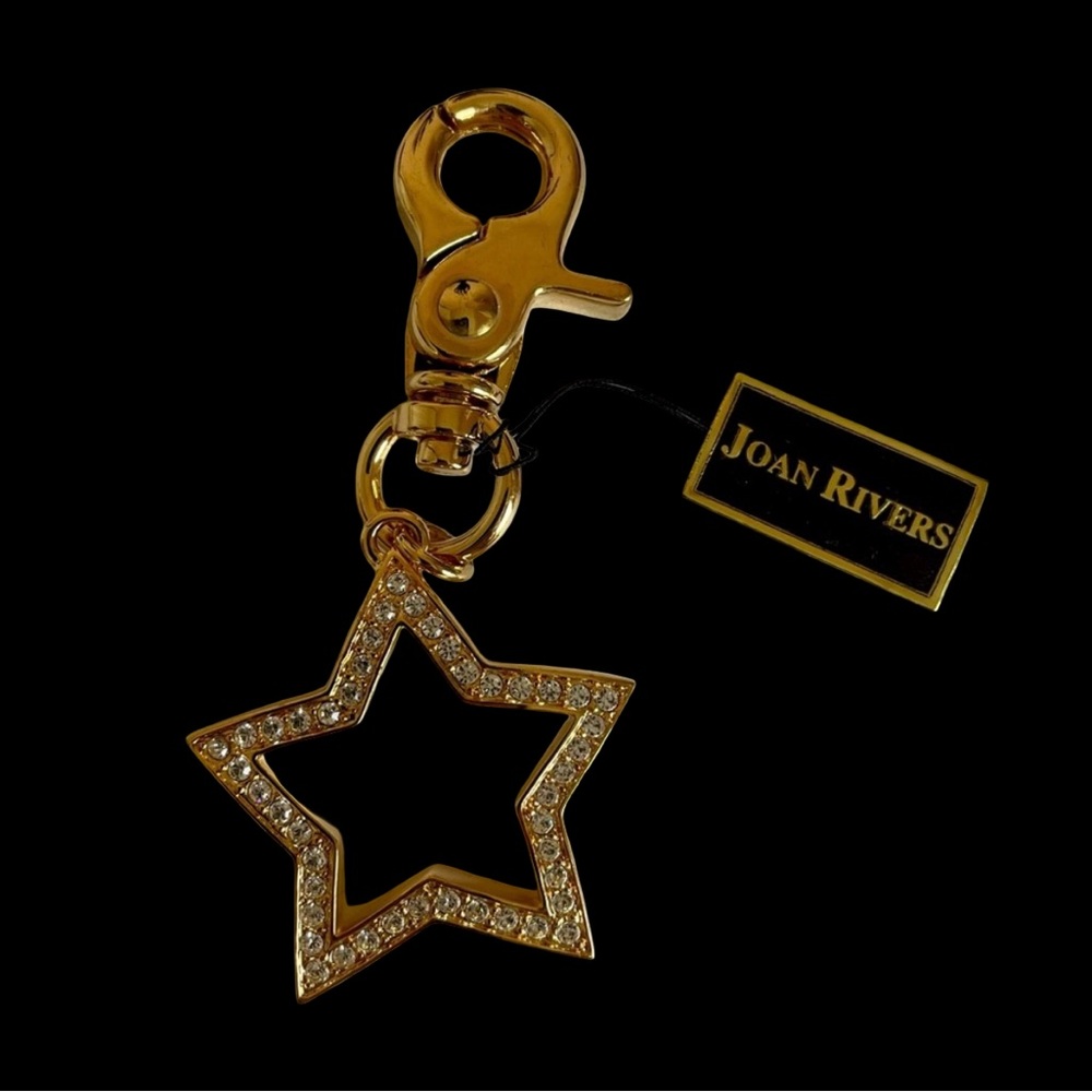 Vintage Joan Rivers Star Purse Charm Gold Plated With Swarovski Crystals